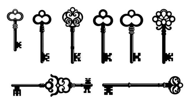 Vintage key silhouette vector