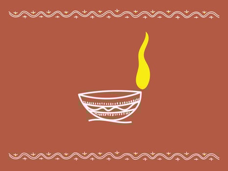 Sora art of idittals. Traditional Indian ornament - a lamp with a burning wick. Favorable pattern. vector