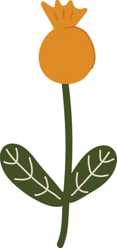 Scandinavian Folk Flower Flat Illustration Hand Drawn Icon vector