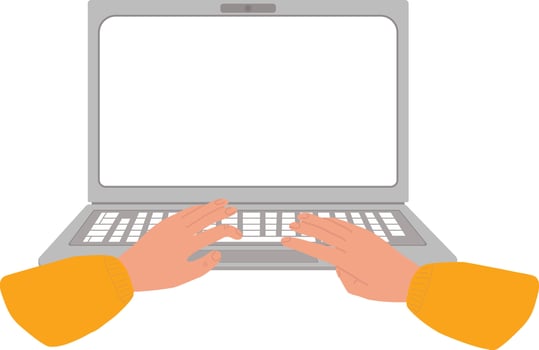 Hands On Laptop Working vector
