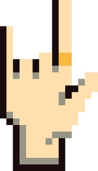 Pixel Art Rock Sign Hand vector