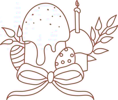 Line Easter Composition With Cakes And Eggs vector