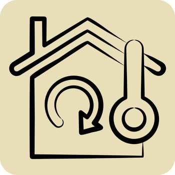 Icon Green House Energy Save. related to Green House symbol. hand drawn style. design editable vector