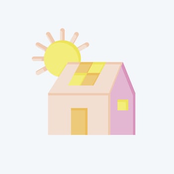 Icon Solar House. related to Green House symbol. flat style. design editable vector