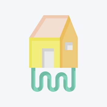 Icon Geothermal House. related to Green House symbol. flat style. design editable vector