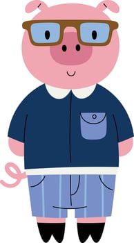 Fashion Hipster Pig With Eyeglasses vector
