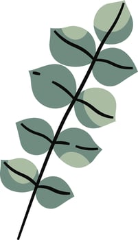 Eucalyptus Leaves Branch Flat Illustration Icon vector