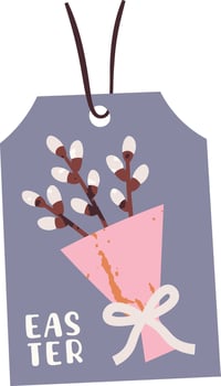 Easter Tag With Flowers Bouquet vector