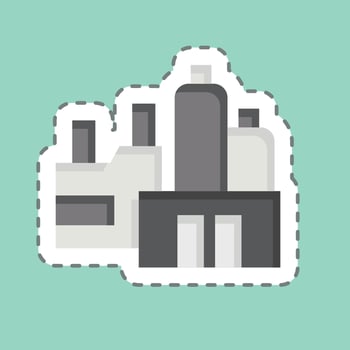 Sticker line cut Factory. related to Downtown symbol. design editable vector