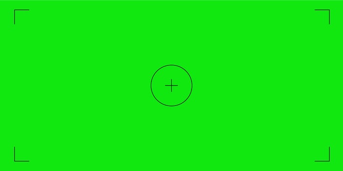 Greenscreen cellphone film screen template, overlay. Chromakey green screen vertical phone frame vfx. Cinema display with grid. vector