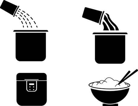 Rice Cooking Process Icon Set vector