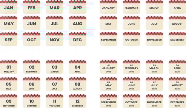 Set of calendar icon monthly format in various style vector