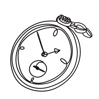 Pocket watch one line art drawing png