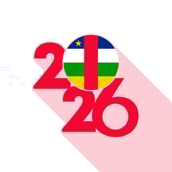 2026 Long Shadow Banner with Central African Republic Flag Inside. vector