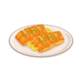Illustration of Baked Salmon with Lemon and Parsley vector