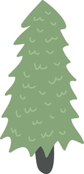 Handdrawn Fir Tree Flat Illustration vector