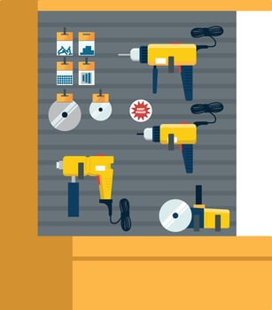 Hardware Shop Tools Stand vector