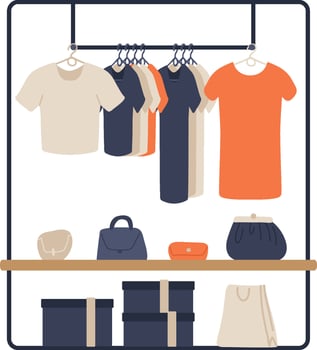 Clothes Rack In Shop Illustration vector