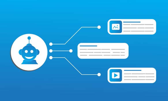 AI Chatbot Infographic with Blue Gradient Background vector