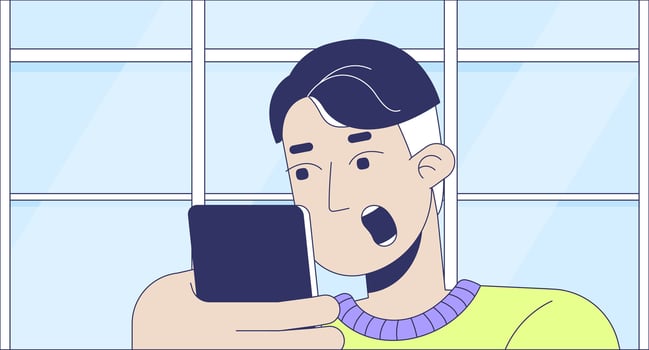 Man reacting to phone news indoors vector
