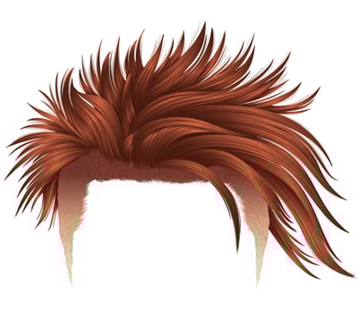 fashionable shaggy hair with shaved temples red color. beauty style.high hair styling. vector