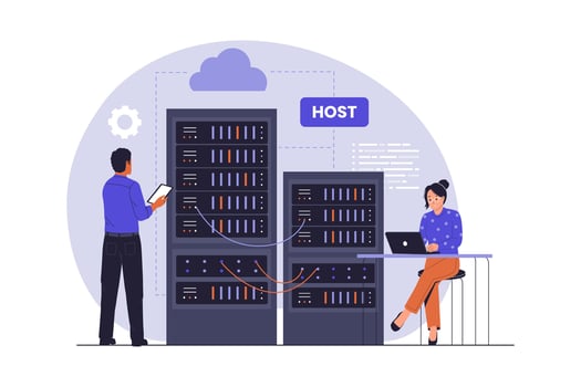 IT professionals managing server hardware vector