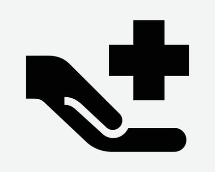 Health Care Icon Hand Holding Cross Sign Medical Symbol Hospital Clinic Medic Wellness Medicine Help Charity Social Protection Donation Fund Doctor vector