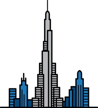 isolate illustration of Burj Khalifa UAE vector
