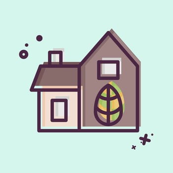 Icon Bio Construction. related to Green House symbol. MBE style. design editable vector