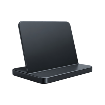 A sleek black tablet stand displays a blank screen perfect for presentations or product demonstrations png