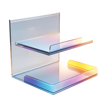 Modern iridescent acrylic desk organizer with two tiers for stationery and accessories png