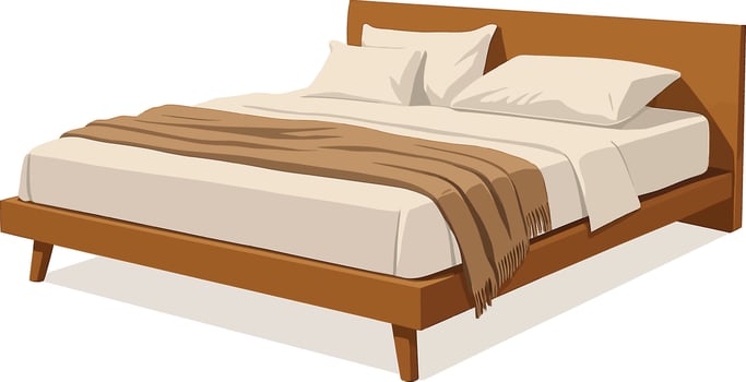 Inviting bed with soft blanket and pillows, ideal for home decor or cozy bedroom designs for a relaxing retreat vector