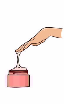 Hand holding skincare cream in a jar Beauty products vector