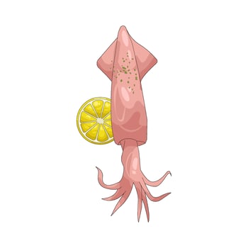 Illustration of Squid with Lemon Slice vector