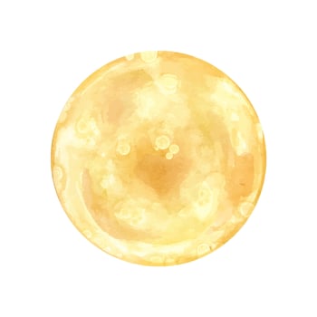 Yellow watercolor moon illustration vector