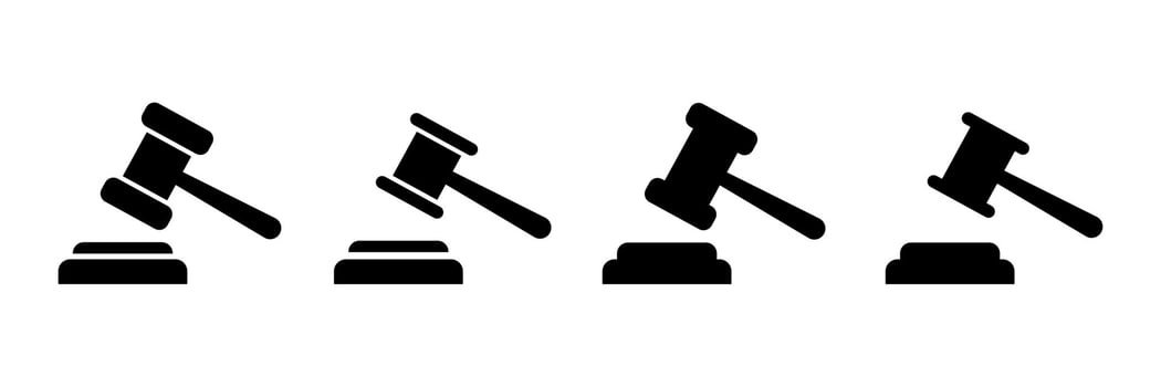 Set of gavel icons. Court hammer . Legal icon . Auction gavel. vector