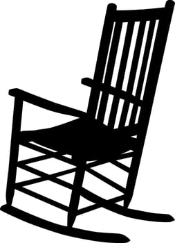 Silhouette of a classic wooden rocking chair, perfect for relaxation and leisure. vector