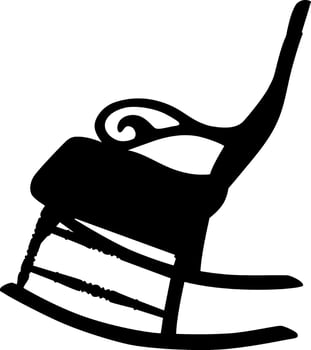 Simple black silhouette of a rocking chair a symbol of relaxation and comfort isolated on white Background. vector