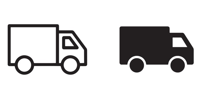 Simple Delivery Truck Icons Outline and Solid Style for Website and App Design in Black and White vector
