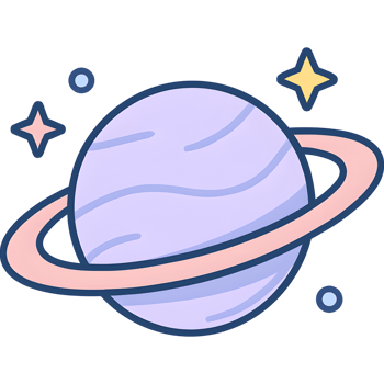 Stylized Planet With Rings and Stars in a Cosmic Setting png