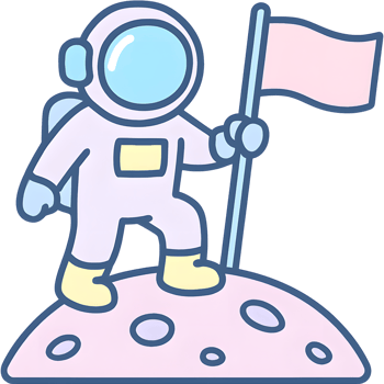 Astronaut Planting a Flag on the Moon Surface png