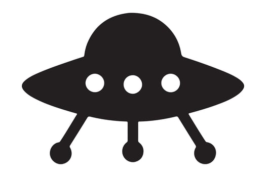 Mysterious Black UFO Icon A Simple, Sleek, and Eerie Silhouette of an Alien Spaceship Hovering in the Night Sky vector