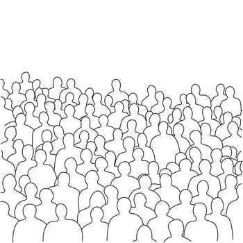 lines of crowd people illustration hand drawn vector