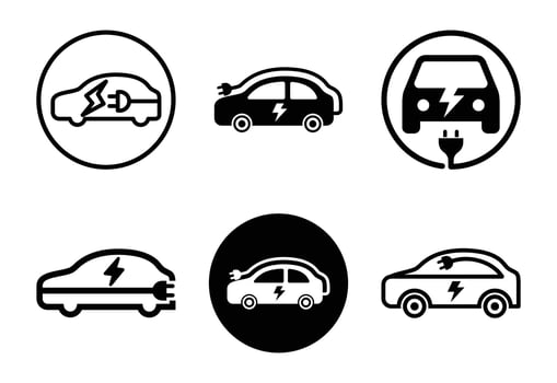 Electric Vehicle Symbol Set A Green and Eco Friendly Transportation Option for the Future vector