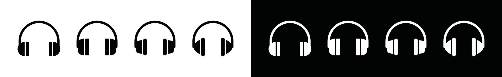 Headphone icons set. Headset icon symbol. Music audio sound technology. Computer device accessories. Illustration vector