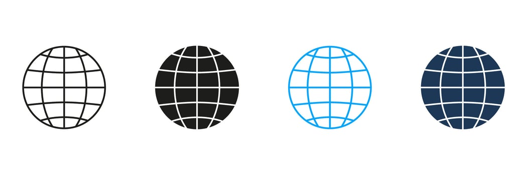 Globe Grid Line And Solid Icon Set. Global Connectivity, Internet, And Worldwide Network Symbol Collection. Communication And International Reach. Isolated Illustration vector