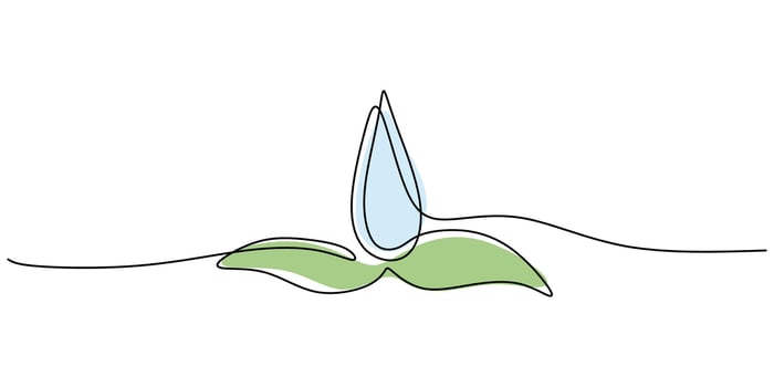 Green leafy plant continuous line. Nature botany . Garden icon. Eco. vector