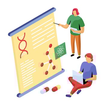 DNA illustration in isometric design, genetic material vectors