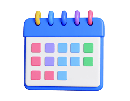 Colorful 3D rendering of a calendar date reminder on transparent background png