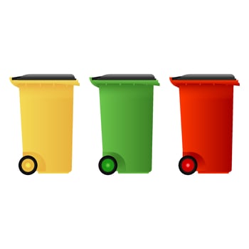 Waste sorting colored recycling containers. illustration vector